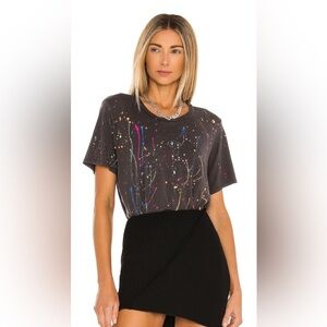 Michael Lauren Hermosa Roman Tee Black & Pink Splatter Size S